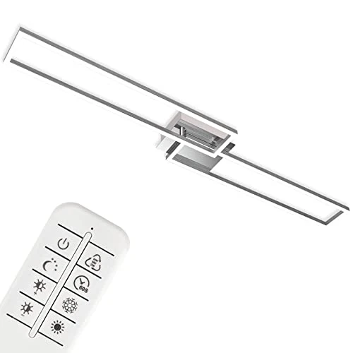 Offre limitée : Briloner - Éclairage plafonnier LED, plafonnier à intensité réglable, télécommandé, incluant une commande pour la température de couleur, chrome et aluminium, 110 x 24,8 x 7,8 cm (LxlxH) de 74.95 € à 66.99 € (11% de remise)