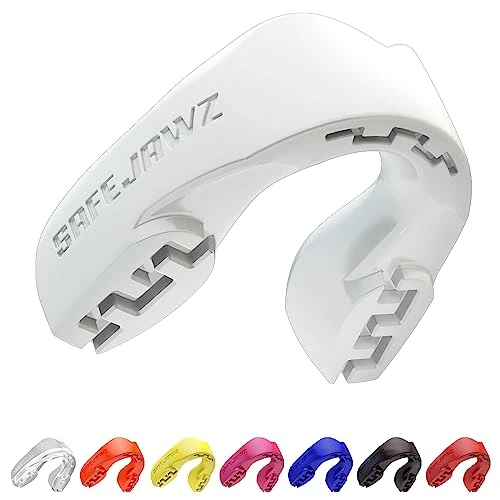 Offerta a tempo: SAFEJAWZ Vestibilità Slim Paradenti Sportivo Adulti e Bambini Contatto Completo per Tutti Gli Sport, tra Cui Rugby, MMA, Hockey, Judo Arti Marziali e Boxe (Adulto (12+ Anni), bianco) - 0.00% da 9.99 € a 9.99 €