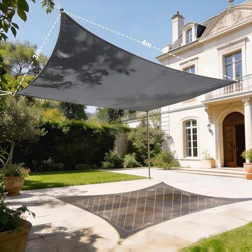 Offerta a tempo: HAIKUS Tenda a Vela Ombreggiante Impermeabile Rettangolare 3x4 m, Protezione Raggi UV 98%, Telo Ombra 4x3, 400x300, Tenda da Sole per Esterno Giardino Terrazzo, Grigia - 17% da 45.99 € a 37.99 €