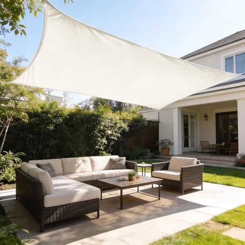 Oferta limitowana: HAIKUS Prostokątny wodoodporny żagiel przeciwsłoneczny 3x5m, PES, 98% ochrona przed promieniowaniem UV na patio, taras zewnętrzny, kremowy z 364.34 zł na 59.83 zł (oszczędź 83.58%)