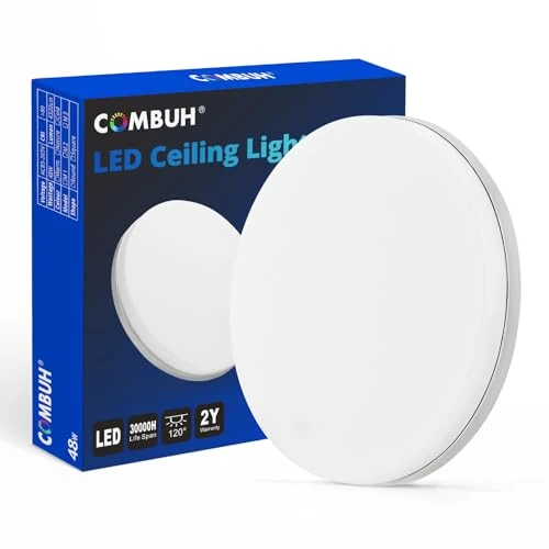 Offerta a tempo: Combuh Plafoniera Led Soffitto 30cm, 48w Rotonda Lampada Soffitto Interno Casa, Plafoniere Bianco Neutro 4000K, IP44 Impermeabile Luce Bagno, per Cucine Scale Condominio, Ceiling Light - 21% da 32.99 € a 25.99 €