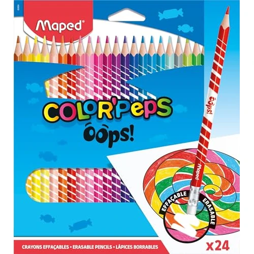 Limitiertes Angebot: Maped 832824 - Radierbare Drei-Kant-Buntstifte, Farbstifte COLOUR'PEPS OOPS - 24x Stifte, 1 Stück (24er Pack) von 9.24 EUR auf 9.24 EUR (Spare 0%)
