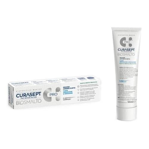 Curasept Biosmalto - Carie Abrasione Erosione Mousse Azione D’Urto Menta, 50ml
