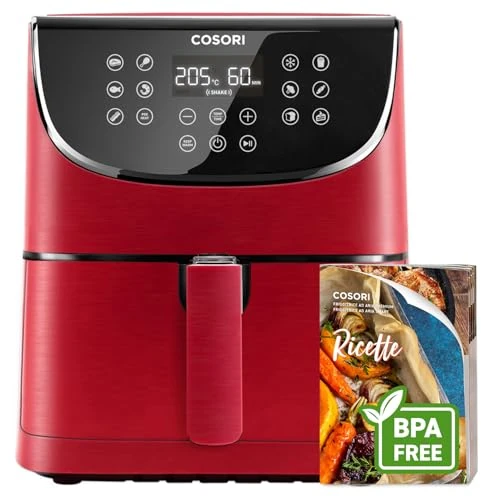 Oferta limitada: Cosori Freidora de Aire Duradera 5,5L Air Fryer 1700W, Tecnología Rapid Air, 55% Menos Energía, 13 Automáticos Modos,Uso Fácil, Panel Táctil, Acero Inox Interior, Hasta 205ºC y 60 Min, Roja-Granate de 99.99 EUR a 84.99 EUR (ahorro 15%)