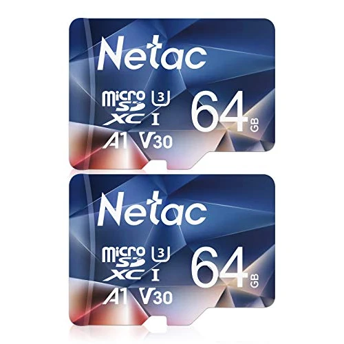 Offerta a tempo: Netac 64G Scheda Micro SD Set da 2, Scheda di Memoria A1, U3, C10, V30, 4K, 667X, UHS-I Velocità fino a 100/30 MB/sec(R/W) Micro SD Card per Telefono, Videocamera, Switch, Tablet - 15% da 28.99 € a 24.56 €