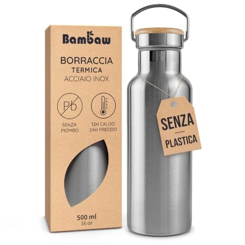 Limited-time offer: Bambaw Insulated Water Bottle 500ml, Stainless Steel Water Bottles for Hot & Cold Drinks, Double-Walled, Sleek & Reusable, Easy to Carry for School, Gym or Travel (Natural Steel) from 17.95 £ to 17.95 £ (save 0.00%)