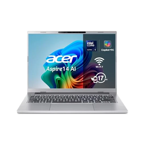 Acer Aspire 14 AI Copilot+ PC A14-53M WUXGA IPS Notebook (Intel Core Ultra 5 226V, 16 GB RAM, 512 GB SSD, Intel ARC Graphics, Windows 11 Home), Silber, spanische QWERTY-Tastatur