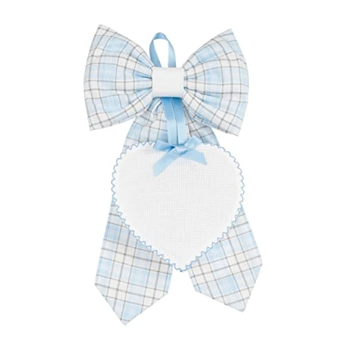 Offerta a tempo: FILET- Piccolo Fiocco Nascita Azzurro in Cotone con Pendente a Forma di Cuore in Tela Aida da Ricamare, Ideale per Annunciare la Nascita di un Bambino, 18x28 cm, Made in Italy - 0.00% da 22.85 € a 22.85 €