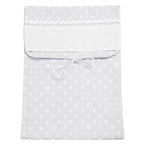 Offerta a tempo: Filet - Sacchetto Porta Corredino XL in Tessuto, Grande Busta Primi Cambi Bimba con Inserto in Tela Aida da Ricamare, 100% Made in Italy, Colore Grigio Perla - 0.00% da 17.96 € a 17.96 €
