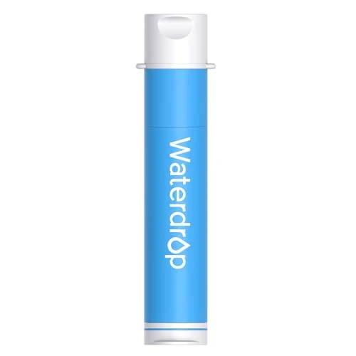 Waterdrop Pajita de Filtro de Agua para Senderismo, Sistema de Filtración Portátil para Acampar, Purificador de Agua Potable para Emergencia, Senderismo, Mochila de Viaje, 1 Paquetes Azul