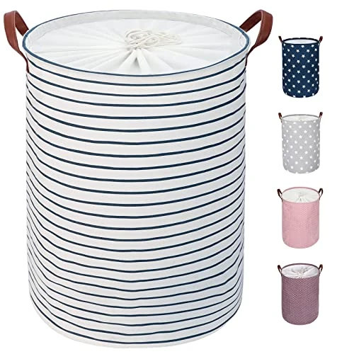 Zeitlich begrenztes Angebot: DOKEHOM 18" Freistehender Wäschekorb mit Kordelzug, Blaue Streifen von 12.99 € auf 12.99 € (0.00% Rabatt)