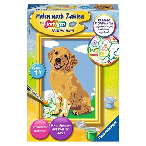 Ravensburger Malen nach Zahlen 28511 - Kleiner Golden Retriever- Kinder ab 7 Jahren: Malen nach Zahlen