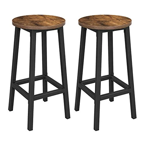 Oferta limitowana: VASAGLE Zestaw 2 krzeseł barowych, wysokie stołki kuchenne, wytrzymała rama stalowa, długość 65 cm, łatwy montaż, styl industrialny, rustykalny brąz i czarny LBC32X z 195.99 zł na 195.99 zł (oszczędź 0.00%)