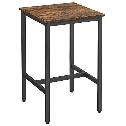 Offerta a tempo: VASAGLE Tavolino da Bar, Tavolino Alto Quadrato per Colazione, Struttura in Acciaio, 60 x 60 x 92 cm, Montaggio Facile, per Cucina Soggiorno, Stile Industriale, Marrone Vintage e Nero LBT25X - 20% da 45.99 € a 36.79 €