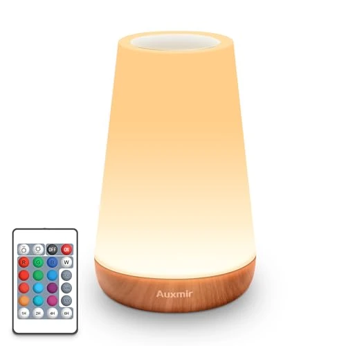 Oferta limitowana: Auxmir Lampka nocna LED, dotykowa lampa na stolik nocny, zdalne sterowanie, ściemniane światło ze zmianą kolorów RGB, ładowanie USB, przenośna lampa dla dzieci, dzieci, sypialnia, salon, kemping z 70.99 zł na 70.99 zł (oszczędź 0.0%)