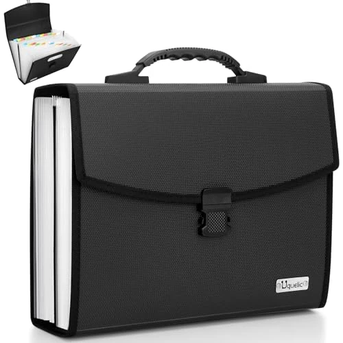 Offre limitée : Uquelic Dossier extensible 26 poches – Boucle durable améliorée avec poignée ergonomique – Grand organiseur de fichiers extensible A4/documents accordéon pour le travail et la maison (noir) de 29.99 € à 29.99 € (0.00% de remise)