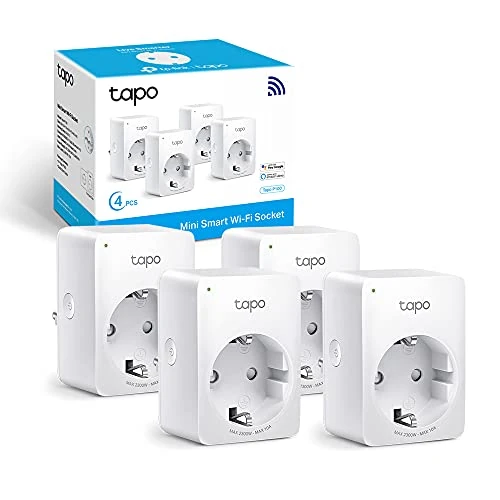 Tapo P100 Presa Intelligente WiFi Smart Plug, Compatibile con Alexa e Google Home, Controllo Remoto tramite APP Tapo, 10A, 2300W, confezione da 4 pezzi