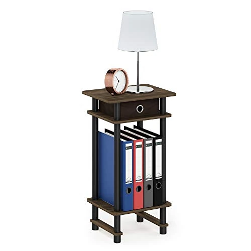 Offerta a tempo: Furinno Tavolino Alto con Cassetto, Marrone/Nero (Columbia Walnut/Black), Taglia Unica - 0.00% da 31.20 € a 31.20 €