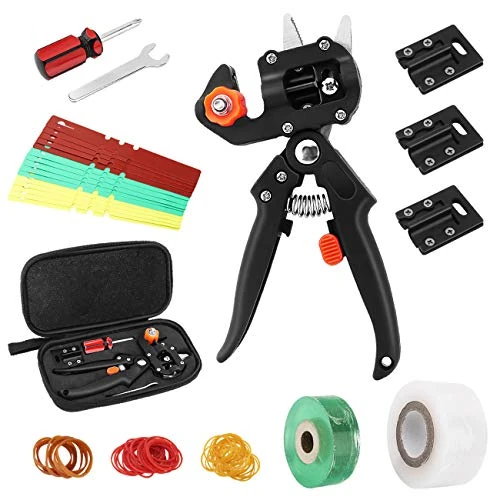 Housolution Garden Grafting Tools, 2 in 1 Tuin Snoeien Gereedschap met 3 Vervangbare Grafting Blades (V-Cut Ω-Cut U-Cut) Scion Rootstock Plant Branch Vine Fruit Boom Snijgereedschap Kits Schaar - Zwart