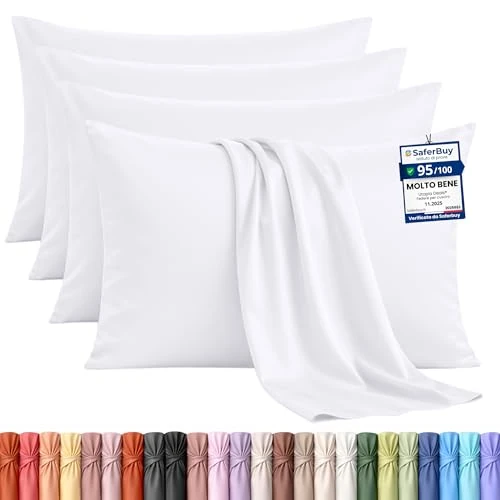 Offerta a tempo: Utopia Bedding - Federe Set Di 4 Copricuscino - 50 x 75 cm - Bianco | Poliestere - Morbida Spazzolata Microfibra Federe Con Chiusura A Busta - 44% da 17.99 € a 9.99 €