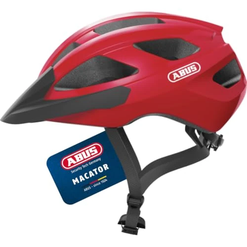 Limited-time offer: ABUS Macator Road Bike Helmet, Red, Size L | Bike helmet with In-Mold construction, removable visor, insect net, individual size adjustment from 40.49 £ to 38.99 £ (save 4%)