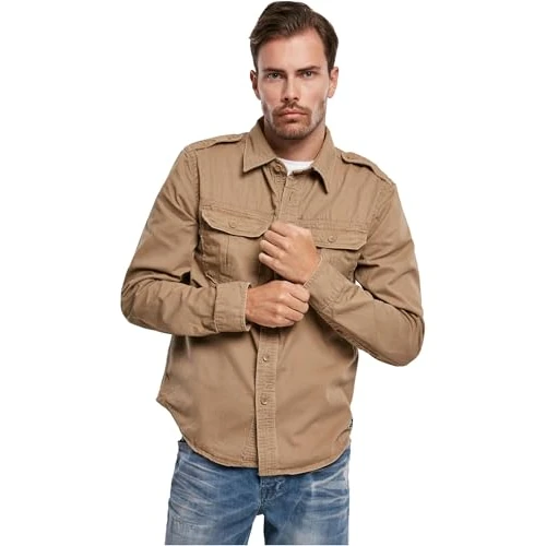Brandit Vintage Shirt Long Sleeve, color: camel, size: 5XL