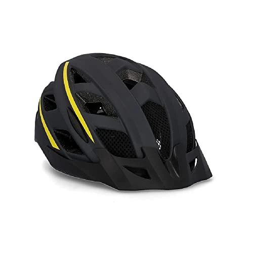 FISCHER Adult Bicycle Helmet, City Helmet, Mountain Bike Helmet, Urban Montis, S/M, 52-59 cm, Black/Yellow, with Illuminated Inner Ring System