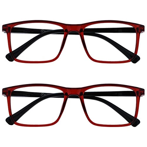 OPULIZE Pulize Ink Pack 2 Gafas de Lectura Grande Transparentee Ink Pack 2 Gafas De Lectura Grande Oscuro Rojo Hombres Mujeres Bisagras Resorte Rr4-Z +3,00 Unisex adulto (Pack de 1)