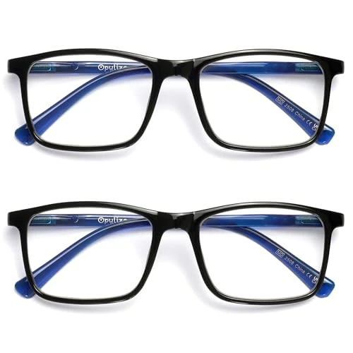 Offerta a tempo: OPULIZE Ink 2 Pacco Occhiali Da Lettura Grande Nero Blu Uomo Donna Cerniere Molla RR4-1 +1,00 - 13% da 8.50 € a 7.36 €