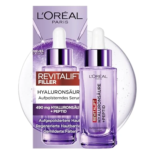 Zeitlich begrenztes Angebot: L'Oréal Paris Aufpolsterndes Serum, gegen Falten, für jugendlich und praller aussehende Haut [mit Hyaluronsäure und Peptid], Gesichtsserum, Revitalift Filler, 1 x 30ml von 19.99 € auf 15.99 € (20% Rabatt)