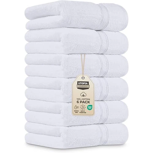 Limitiertes Angebot: Utopia Towels - Handtücher Set aus Baumwolle - 100% Baumwolle ultraweich und sehr saugfähig, 41x71 cm - 6er Pack (Weiß) von 15.99 EUR auf 15.19 EUR (Spare 5%)