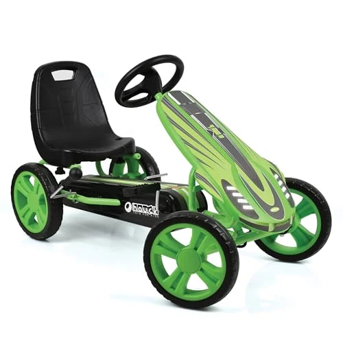 hauck Go-Kart Speedster für Kinder ab 4 Jahren bis 50 kg Köpergröße 90-110 cm, Tretauto mit Handbremse, verstellbarem Sitz, Vor- und Rückwärtsgang, Pedalantrieb, EVA Rreifen (Green)