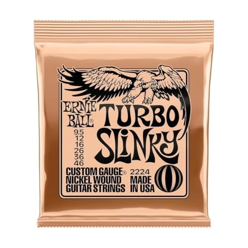 Ernie Ball Turbo Slinky Cordes filées en nickel, pour guitare électrique, calibre 9,5-46