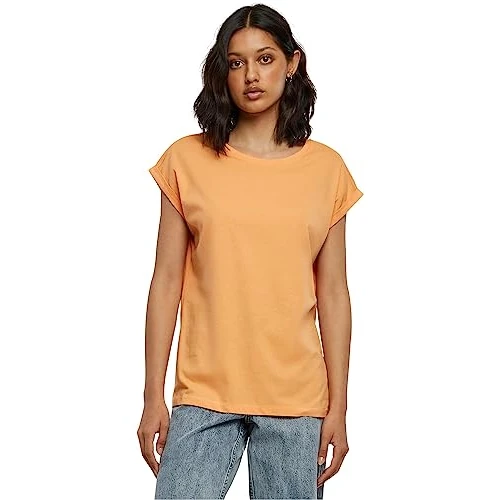 Offerta a tempo: Urban Classics t-Shirt da Donna con Manica Arrotolata, Maglietta a Maniche Corte da Donna in Cotone, Tee Shirt con Scollo Rotondo e Spalle Arrotondate, Colore: Rosso Ciliegia, Taglia: XXL - 0.00% da 12.49 € a 12.49 €