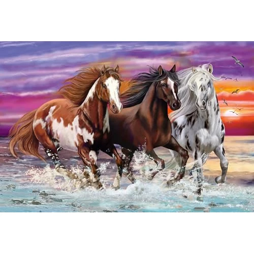 Schmidt Spiele 56356 Wild Trio - Puzzle Infantil (200 Piezas), diseño de Caballos, Multicolor