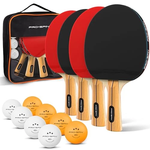 Oferta limitada: PRO-SPIN Palas de Ping Pong, Set de Alto Rendimiento - Palas de Tenis de Mesa, Pelotas de Ping Pong 3*, Caja de Almacenamiento - Set de 4 Palas de Ping Pong - Mesa de Ping Pong Exterior, Interior de 44.99 EUR a 38.24 EUR (ahorro 15%)