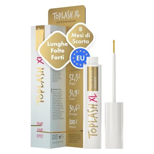 Offerta a tempo: Toplash XL Lash and Brow Booster - Siero Booster per la Crescita delle Ciglia e delle Sopracciglia - con Ingredienti Botanici e Peptidi - Favorisce Ciglia più Forti e Spesse - 6 Ml - 0.00% da 57.99 € a 57.99 €