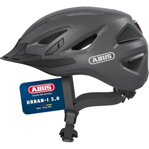 ABUS Stadtthelm Urban-I 3.0 - Casque de vélo avec feu arrière, visière et fermeture magnétique - pour femmes et hommes