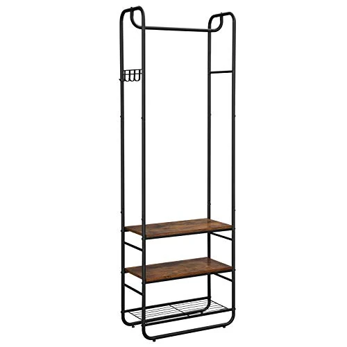 Oferta limitada: VASAGLE Perchero con Zapatero, Perchero con Banco, Estantes de Almacenamiento, Vestíbulo, Dormitorio, 58 x 28 x 181 cm, Estilo Escandinavo, Marrón Rústico y Negro HSR81BX de 47.99 € a 34.99 € (ahorro 27%)