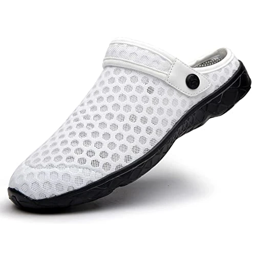 Oferta limitada: Zuecos Hombres Mujeres Unisex Zapatillas de Playa Sandalias Piscina Vernano Zapatos de Jardín Respirable Malla Casual Pantuflas - E Blanco, 37 EU de 19.99 € a 18.04 € (ahorro 10%)