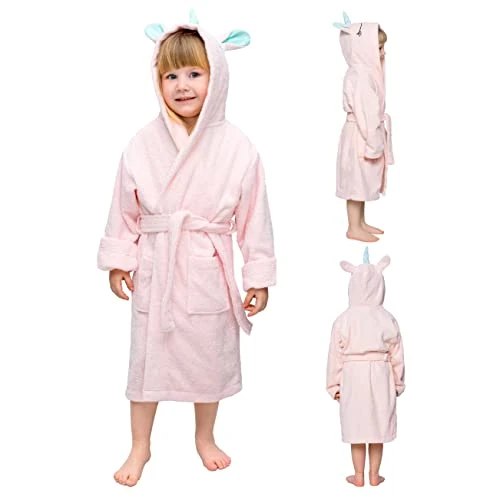 Twinzen - Bathrobe Unicorn Kids - Dressing Gown for Boys and Girls - Cotton OEKO-TEX® Free from Chemical Products