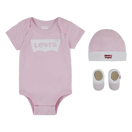 Oferta limitada: Levi's Classic batwing infant hat bodysuit bootie set 3pc Bebé-Niños Rosa (FAIRY TALE) 0-6 meses de 27.00 € a 19.50 € (ahorro 28%)