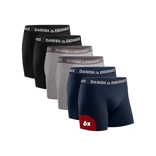 DANISH ENDURANCE Herren Boxershorts, 6 Pack, Retroshorts aus weicher Baumwolle (Mehrfarbig (2X Schwarz, 2X Grau, 2X Marineblau), X-Large)