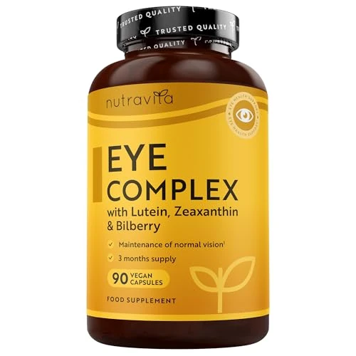 Nutravita Complément santé pour les yeux − contient de la lutéine, zéaxanthine, du zinc, de l'extrait de myrtille et de la vitamine A et B12 – maintien d’une bonne vision − 90 gélules