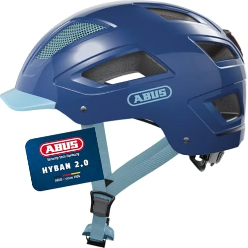 ABUS Hyban 2.0 city - casco da bici con luce posteriore, calotta rigida in ABS, buona vestibilità - per uomo e donna