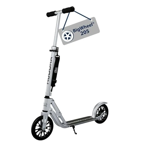 Offerta a tempo: HUDORA Monopattino BigWheel 205 - in alluminio resistente - Monopattino pieghevole regolabile con cavalletto - sportivo per bambini e adulti fino a 100 kg - argento - 7% da 93.14 € a 86.17 €