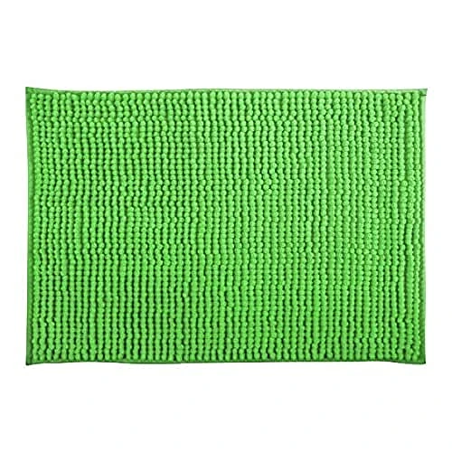MSV - Tapis de Bain Microfibre Chenille - Poils Longs Anti-dérapant - Lavable en Machine - Boucle d'Accrochage Pratique - Confort et Hygiène Optimisés - Vert Basil - Unitaire - 60x90 cm