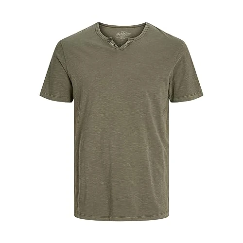 Offerta a tempo: JACK & JONES Jjesplit Neck Tee Ss Noos, T-Shirt Uomo, Verde (Dusky Green Fit:slim), S - 10% da 19.99 € a 17.90 €