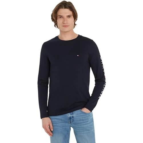 Oferta limitada: Tommy Hilfiger Hombre Camiseta Manga Larga Tommy Logo Algodón, Azul (Desert Sky), XS de 59.90 EUR a 35.95 EUR (ahorro 40%)