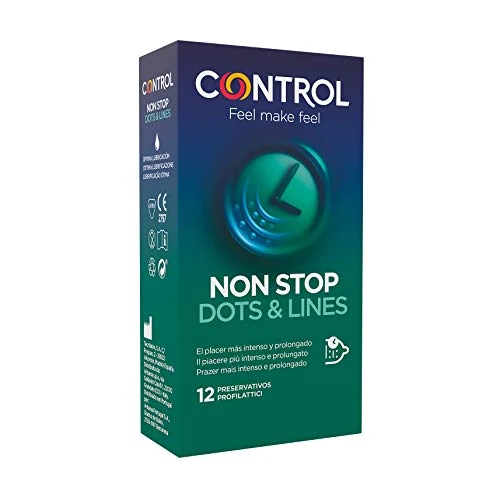 Limited-time offer: Control Non Stop Dots & Lines Condoms - Box of Condoms with Spots and Flutes for Stimulation, Retardant Effect, Perfect Adaptability, Safe Sex, Pack of 12 from 11.08 GBP to 11.08 GBP (save 0%)